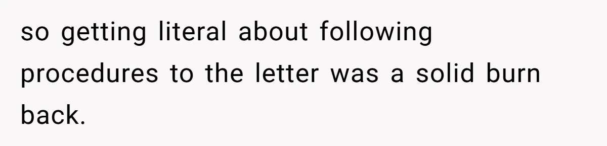 so getting literal about following procedures to the letter was a solid burn back.