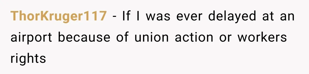 ThorKruger117 − If I was ever delayed at an airport because of union action or workers rights