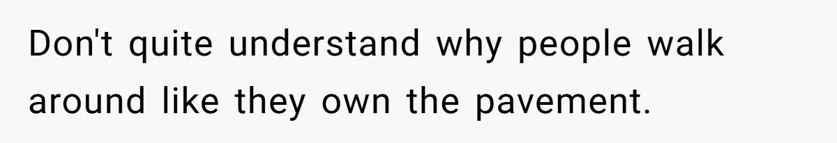 Don't quite understand why people walk around like they own the pavement.
