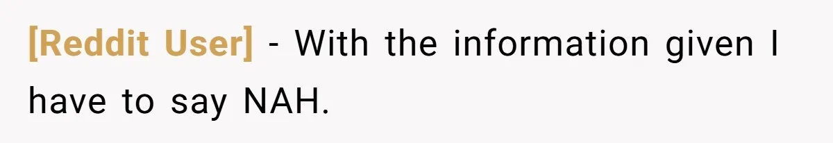 [Reddit User] − With the information given I have to say NAH.