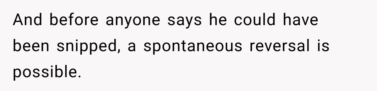 And before anyone says he could have been snipped, a spontaneous reversal is possible.
