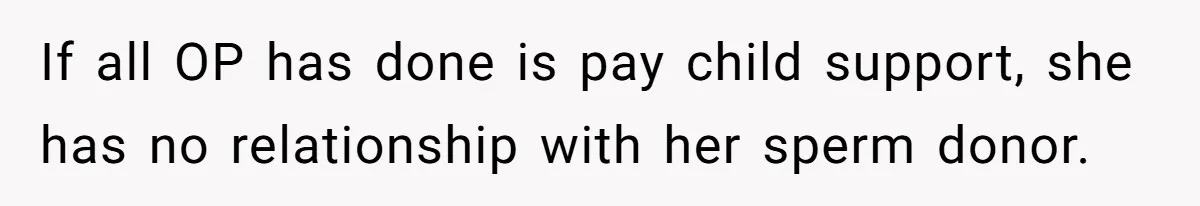 If all OP has done is pay child support, she has no relationship with her sperm donor.