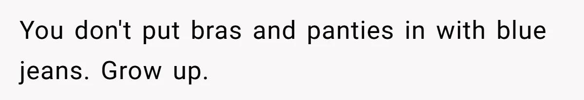 You don't put bras and panties in with blue jeans. Grow up.