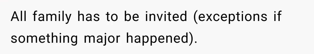 All family has to be invited (exceptions if something major happened).