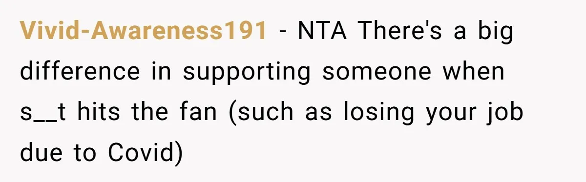 Woman Faces Hardship: Baby On The Way, No Stable Income, Fiancé Wants To Quit Without Secure Plan Vivid-Awareness191 − NTA There's a big difference in supporting someone when s__t hits the fan (such as losing your job due to Covid)