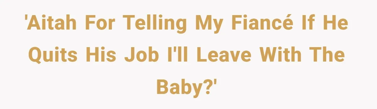 Woman Faces Hardship: Baby On The Way, No Stable Income, Fiancé Wants To Quit Without Secure Plan 'AITAH for telling my fiancé if he quits his job I'll leave with the baby?'