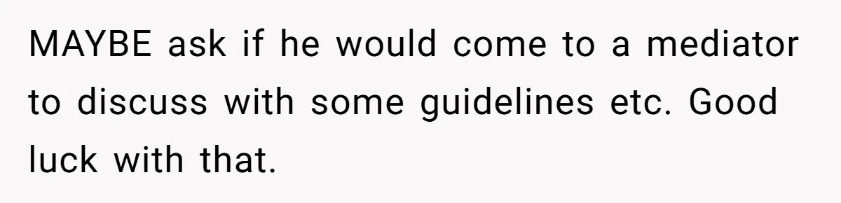 MAYBE ask if he would come to a mediator to discuss with some guidelines etc. Good luck with that.