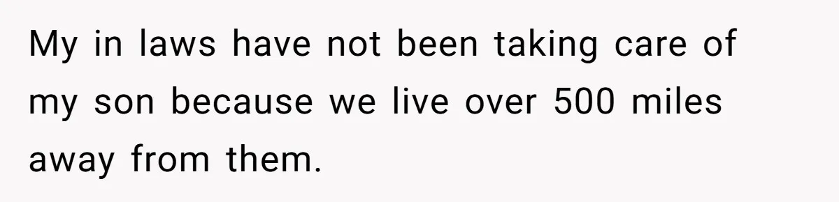 My in laws have not been taking care of my son because we live over 500 miles away from them.
