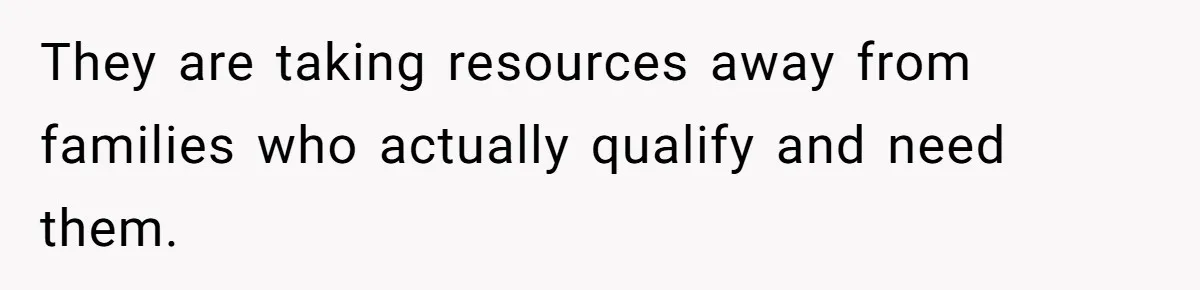 They are taking resources away from families who actually qualify and need them.
