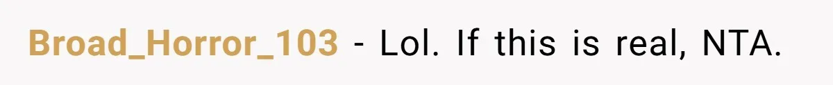 Broad_Horror_103 − Lol. If this is real, NTA.
