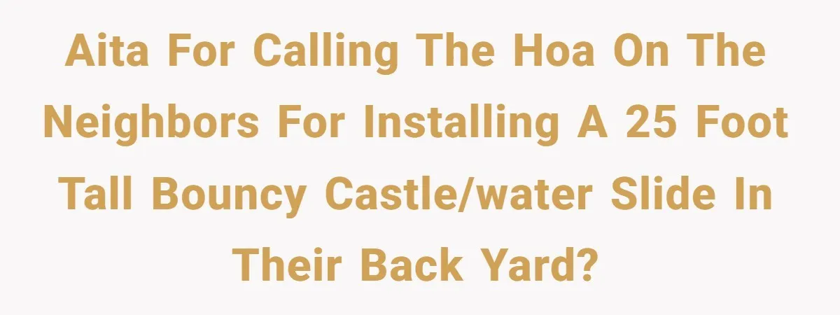 AITA for calling the HOA on the neighbors for installing a 25 foot tall bouncy castle/water slide in their back yard?