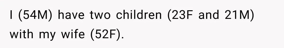 I (54M) have two children (23F and 21M) with my wife (52F).