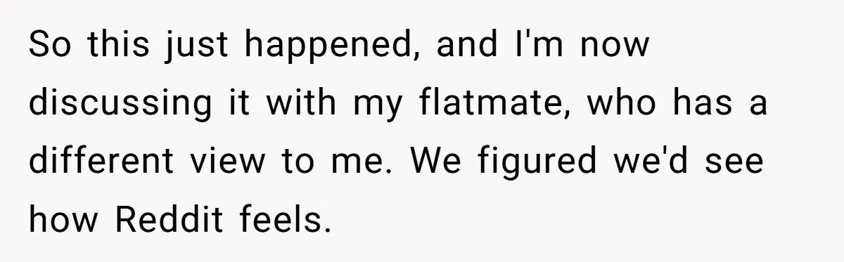 So this just happened, and I'm now discussing it with my flatmate, who has a different view to me. We figured we'd see how Reddit feels.