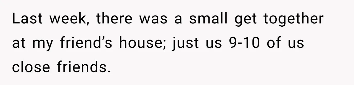 Last week, there was a small get together at my friend’s house; just us 9-10 of us close friends.