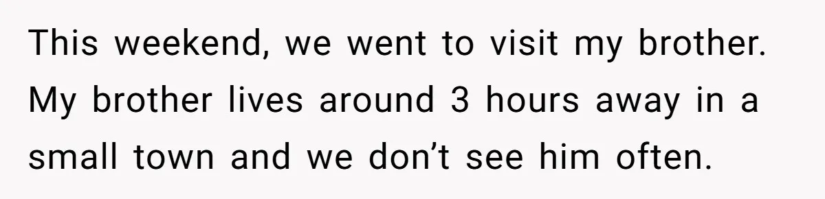 This weekend, we went to visit my brother. My brother lives around 3 hours away in a small town and we don’t see him often.