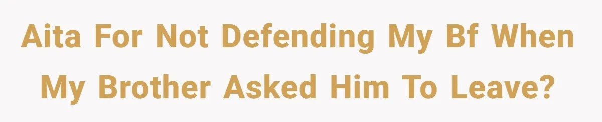 AITA for not defending my bf when my brother asked him to leave?