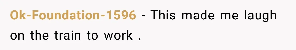 Ok-Foundation-1596 − This made me laugh on the train to work .
