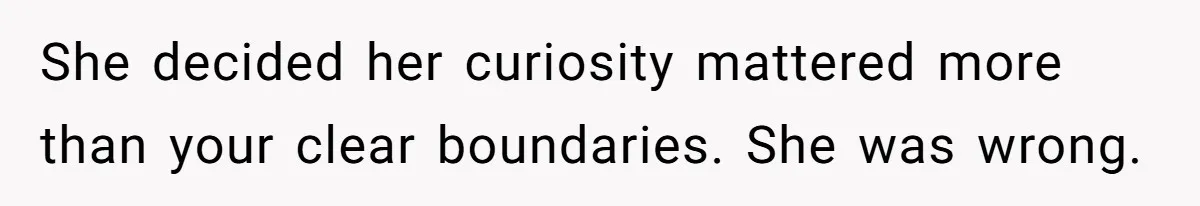 She decided her curiosity mattered more than your clear boundaries. She was wrong.