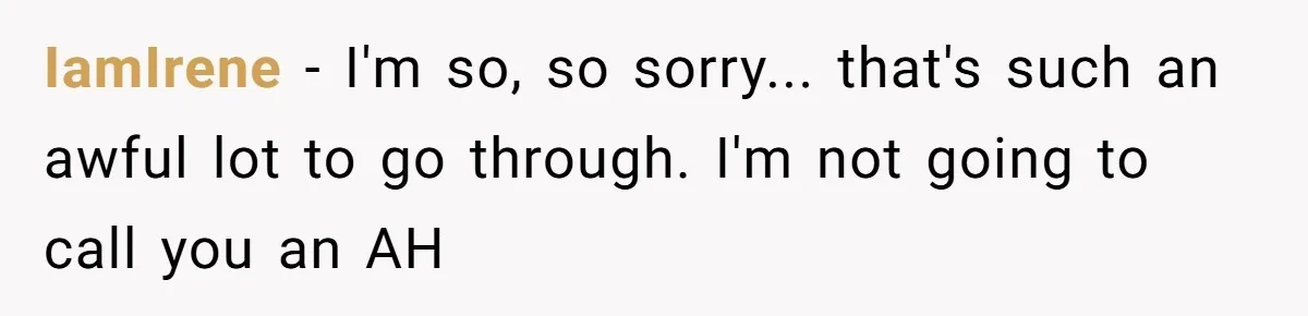 IamIrene − I'm so, so sorry... that's such an awful lot to go through. I'm not going to call you an AH