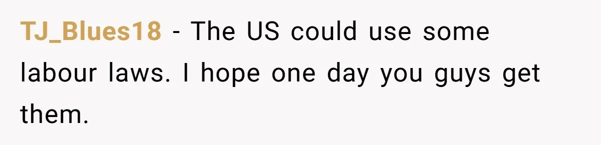 TJ_Blues18 − The US could use some labour laws. I hope one day you guys get them.
