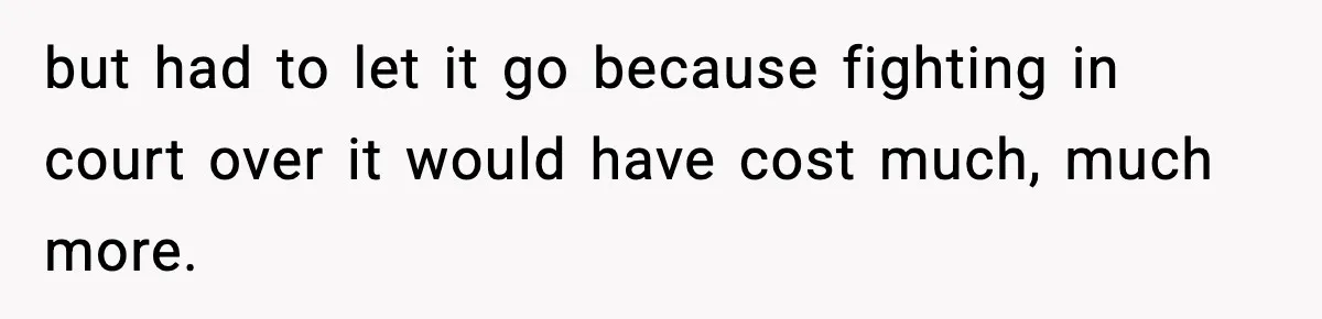 but had to let it go because fighting in court over it would have cost much, much more.