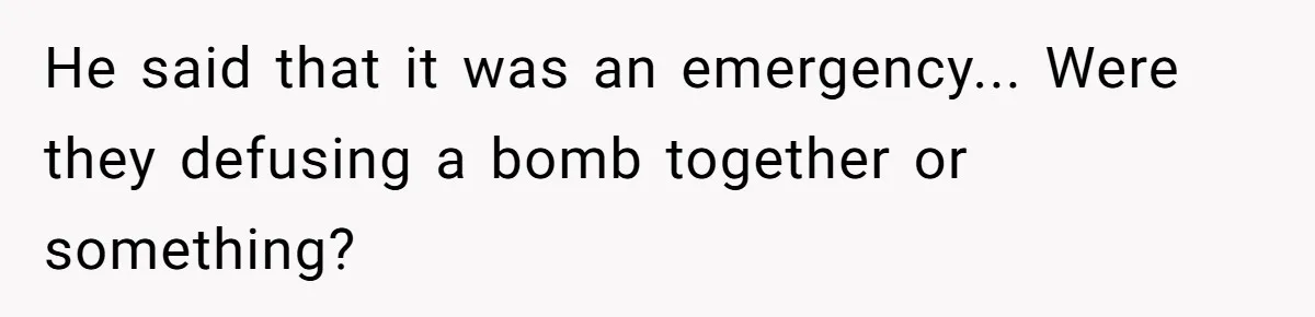He said that it was an emergency... Were they defusing a bomb together or something?