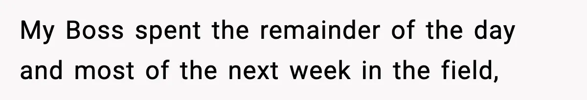 My Boss spent the remainder of the day and most of the next week in the field,