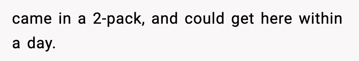 came in a 2-pack, and could get here within a day.