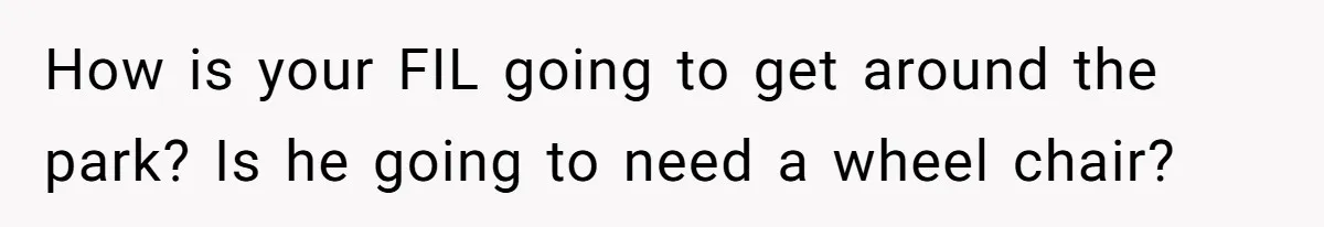 How is your FIL going to get around the park? Is he going to need a wheel chair?