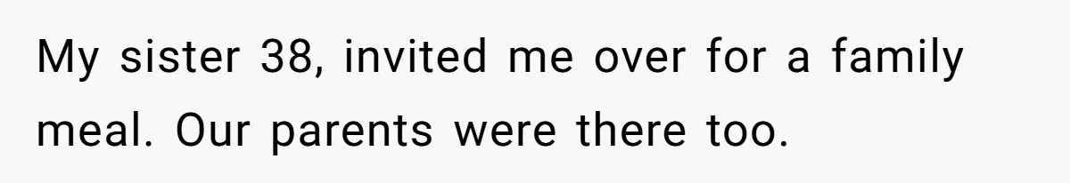 My sister 38, invited me over for a family meal. Our parents were there too.