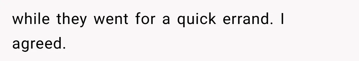 while they went for a quick errand. I agreed.