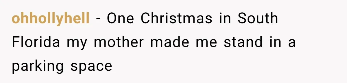 ohhollyhell − One Christmas in South Florida my mother made me stand in a parking space
