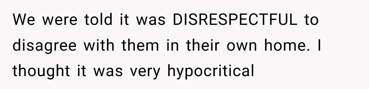 When Politics Tear a Family Apart: One Woman’s Emotional Decision to Choose Peace We were told it was DISRESPECTFUL to disagree with them in their own home. I thought it was very hypocritical