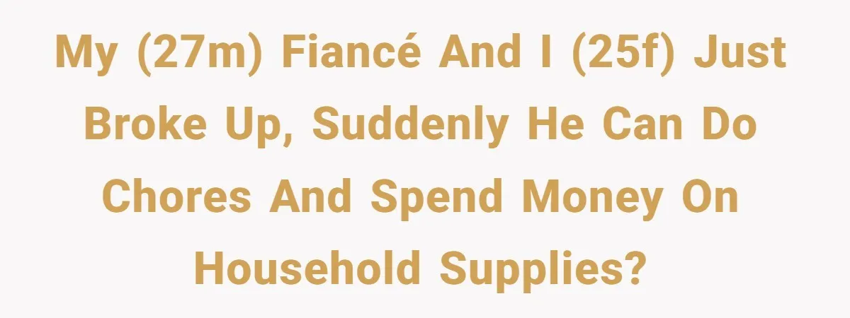My (27M) fiancé and I (25F) just broke up, suddenly he can do chores and spend money on household supplies?