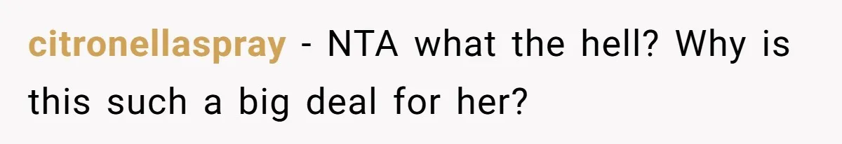 citronellaspray − NTA what the hell? Why is this such a big deal for her?