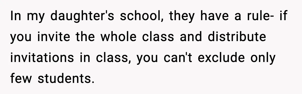 In my daughter's school, they have a rule- if you invite the whole class and distribute invitations in class, you can't exclude only few students.