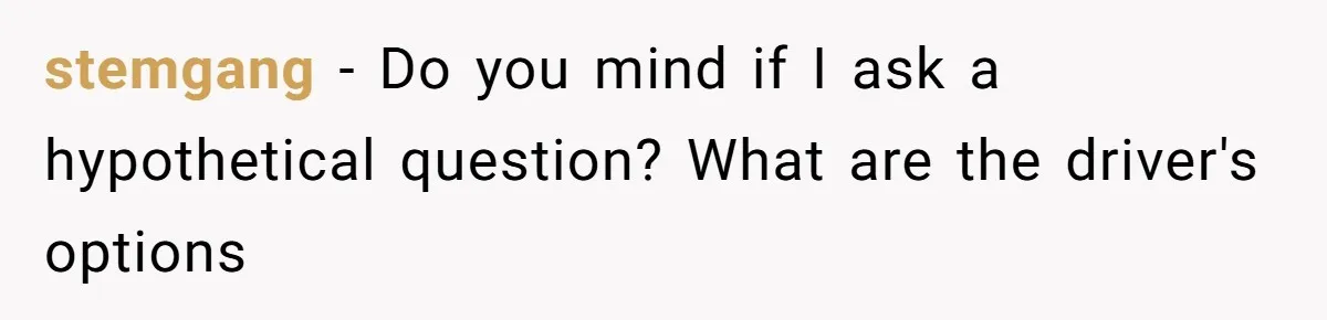 stemgang − Do you mind if I ask a hypothetical question? What are the driver's options
