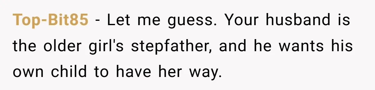 16-Year-Old Buys Her Own Tablet But Is Called a Bully for Setting House Rules Top-Bit85 − Let me guess. Your husband is the older girl's stepfather, and he wants his own child to have her way.
