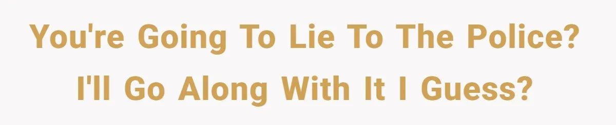 You're going to lie to the police? I'll go along with it I guess?