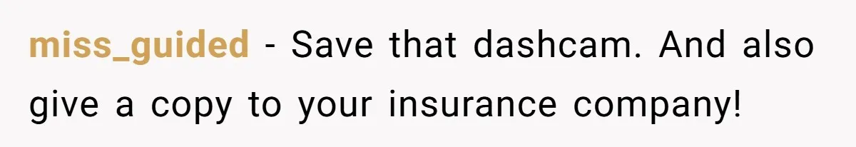 miss_guided − Save that dashcam. And also give a copy to your insurance company!