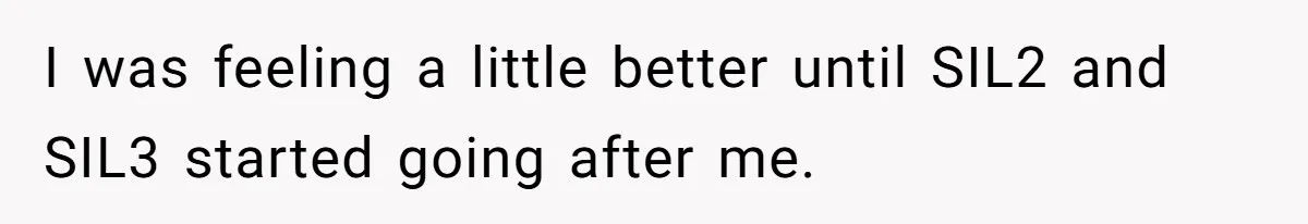 I was feeling a little better until SIL2 and SIL3 started going after me.