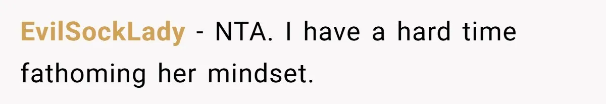 EvilSockLady − NTA. I have a hard time fathoming her mindset.