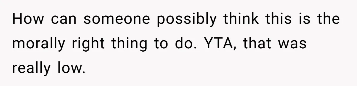 How can someone possibly think this is the morally right thing to do. YTA, that was really low.