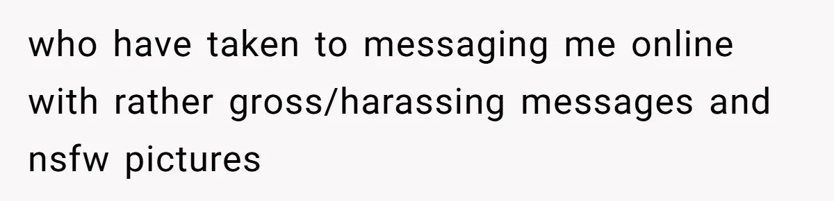 who have taken to messaging me online with rather gross/harassing messages and nsfw pictures