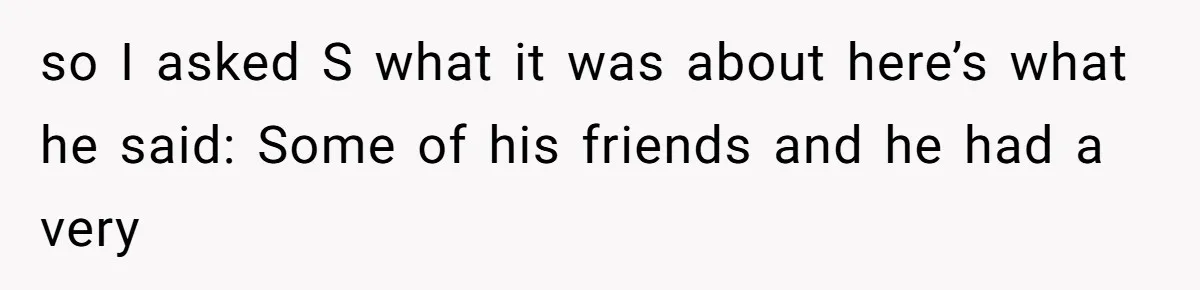 so I asked S what it was about here’s what he said: Some of his friends and he had a very