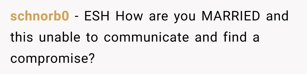 schnorb0 − ESH How are you MARRIED and this unable to communicate and find a compromise?