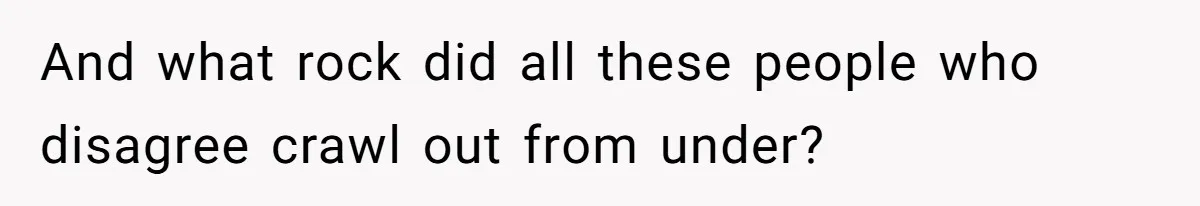 And what rock did all these people who disagree crawl out from under?