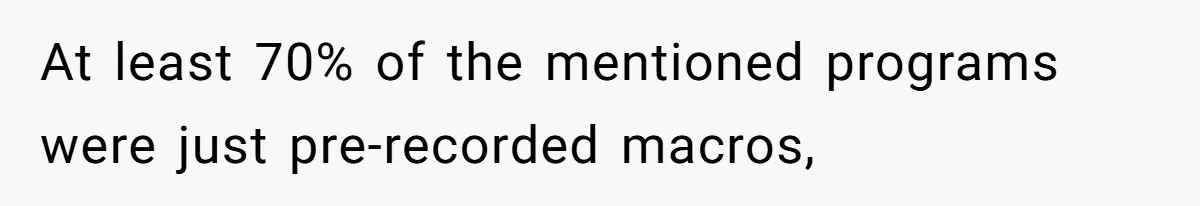 At least 70% of the mentioned programs were just pre-recorded macros,