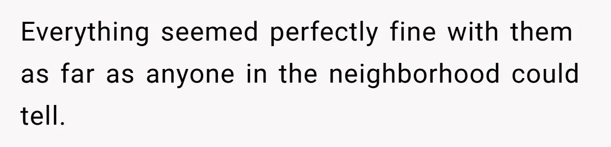 Everything seemed perfectly fine with them as far as anyone in the neighborhood could tell.