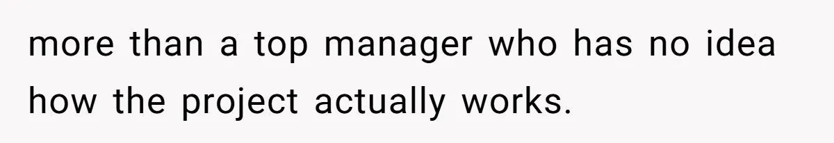 more than a top manager who has no idea how the project actually works.